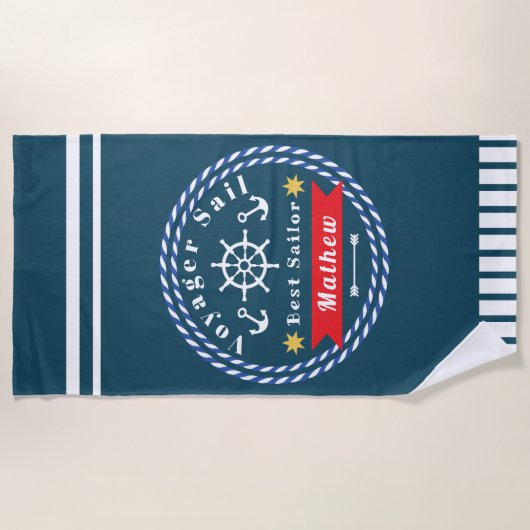 Nautical Voyager Best Sailor Strandtuch (Vorderseite)