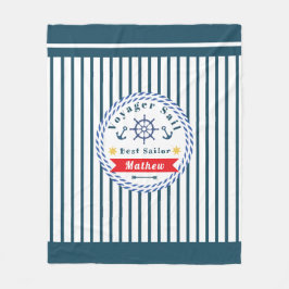 Nautical Voyager Best Sailor White Fleece Blanket