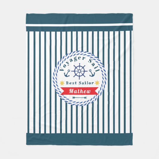 Nautical Voyager Best Sailor White Fleece Blanket (Vorderseite)
