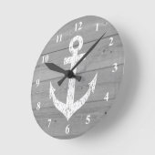 Nautical wall clock | boat anchor and wood panels runde wanduhr (Winkel)