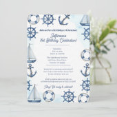 Nautical Watercolor Anchor Wheel Border Einladung (Stehend Vorderseite)