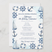 Nautical Watercolor Anchor Wheel Border Einladung (Vorderseite)