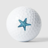 Nautical Watercolor Blue Starfish Golfball (Vorderseite)