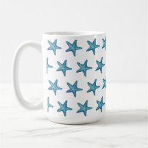 Nautical Watercolor Blue Starfish
