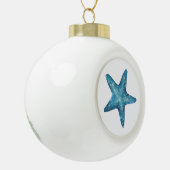 Nautical Watercolor Blue Starfish Keramik Kugel-Ornament (Links)