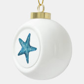 Nautical Watercolor Blue Starfish Keramik Kugel-Ornament (Rechts)