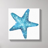 Nautical Watercolor Blue Starfish Leinwanddruck (Vorderseite)