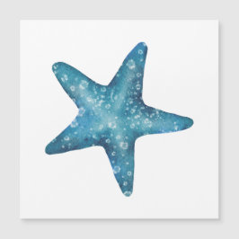 Nautical Watercolor Blue Starfish Magnetkarte