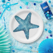 Nautical Watercolor Blue Starfish Pappteller (Party)