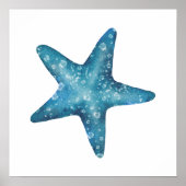 Nautical Watercolor Blue Starfish Poster (Vorne)