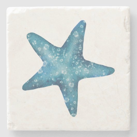 Nautical Watercolor Blue Starfish Steinuntersetzer (Vorderseite)