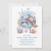 "Nautical Watercolor Coral Reef Deluxe Einladung (Vorderseite)