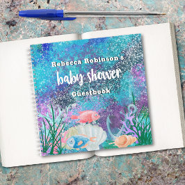 Nautical Watercolor Glitzer Baby Showbook Notizblock
