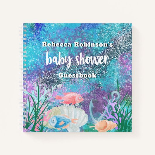 Nautical Watercolor Glitzer Baby Showbook Notizblock (Vorderseite)