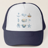 Nautical Watercolor Marine Icons  Truckerkappe (Vorderseite)