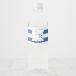 Nautical Watercolor Navy Blue White Wedding Wappen Wasserflaschenetikett