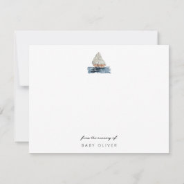 Nautical Watercolor Sailboat From the Nursery Baby Mitteilungskarte