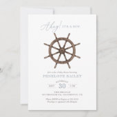 Nautical Watercolor Ship Wheel Baby Shower Invitat Einladung (Vorderseite)