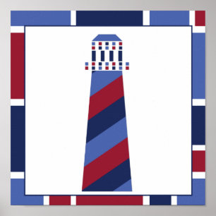 Nautical Wave Kinderzimmer Lighthouse Poster