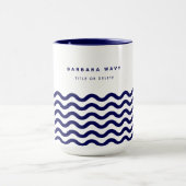 Nautical Wave Navy Blue Trendy Simple Stylish Tasse (Zentrum)