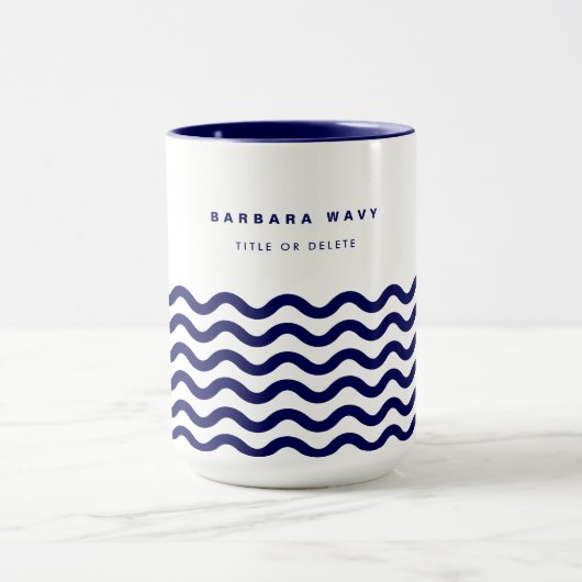 Nautical Wave Navy Blue Trendy Simple Stylish Tasse (Zentrum)