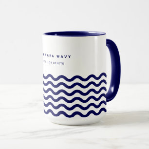Nautical Wave Navy Blue Trendy Simple Stylish Tasse