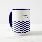 Nautical Wave Navy Blue Trendy Simple Stylish Tasse (Vorderseite Links)