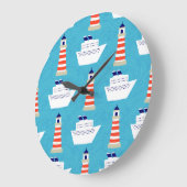 Nautical Waves: Lighthouse Cruiser Muster. Große Wanduhr (Winkel)