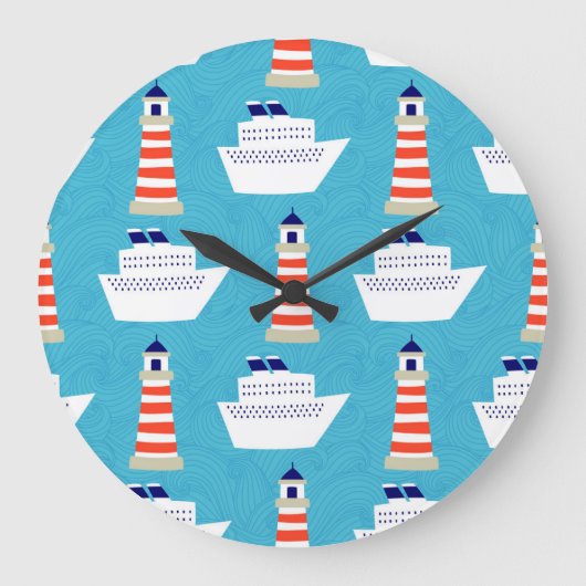 Nautical Waves: Lighthouse Cruiser Muster. Große Wanduhr (Vorderseite)