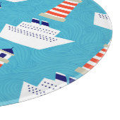 Nautical Waves: Lighthouse Cruiser Muster. Schneidebrett (Ecke)