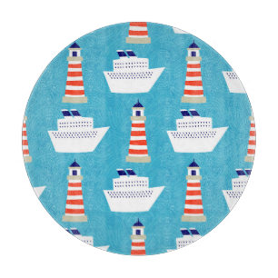Nautical Waves: Lighthouse Cruiser Muster. Schneidebrett