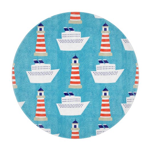 Nautical Waves: Lighthouse Cruiser Muster. Schneidebrett (Vorderseite)