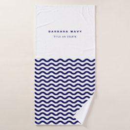 Nautical Waves Navy Blue Trendy Simple Stylish Badehandtuch