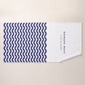 Nautical Waves Navy Blue Trendy Simple Stylish Badehandtuch (Badehandtuch)