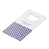 Nautical Waves Navy Blue Trendy Stylish 9 Waves Geldbeutel Flaschenöffner (Vorderseite Schrägansicht)