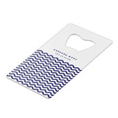 Nautical Waves Navy Blue Trendy Stylish 9 Waves Geldbeutel Flaschenöffner (Rückseite Schrägansicht)