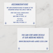 Nautical Wedding Accommodation Business Cards Begleitkarte (Vorne/Hinten)