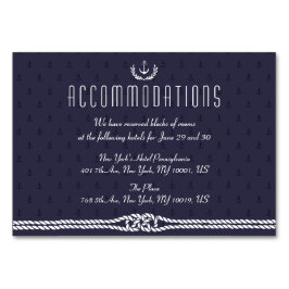 Nautical Wedding Accommodation Card Blue Anker Tischnummer