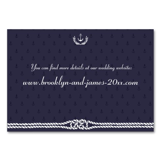 Nautical Wedding Accommodation Card Tischnummer (Rückseite)