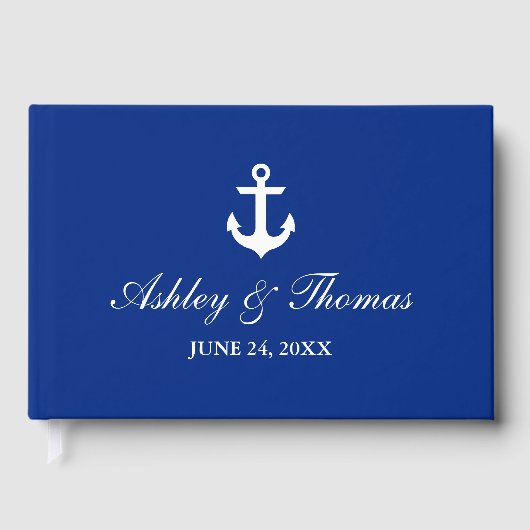 Nautical Wedding Anchor Blue Gästebuch (Vorderseite)