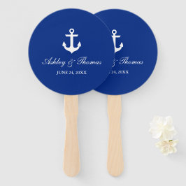 Nautical Wedding Anchor Blue Round Fächer