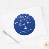 Nautical Wedding Anchor Lights Blue Vielen Dank Runder Aufkleber (Umschlag)