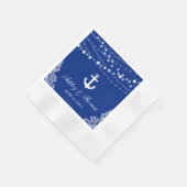 Nautical Wedding Anchor Lights & Lace Blue C Serviette (Ecke)