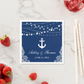 Nautical Wedding Anchor Lights & Lace Navy Blue Serviette (Beispiel)