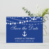 Nautical Wedding Anchor Lights Save the Date (Stehend Vorderseite)
