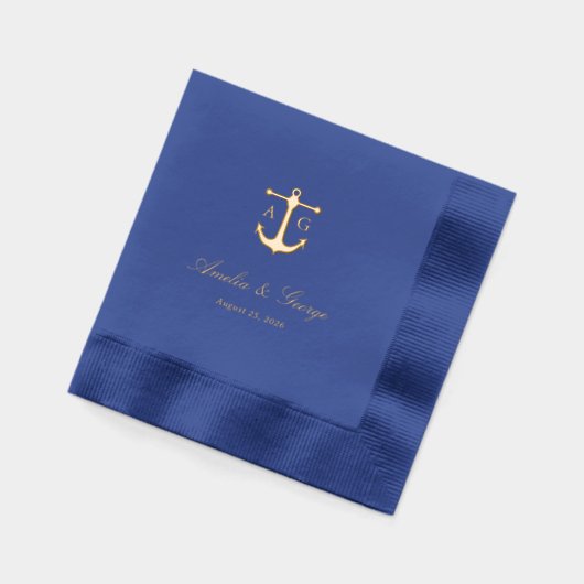 Nautical Wedding Anchor Monogram Servietten Mit Folie (Links)