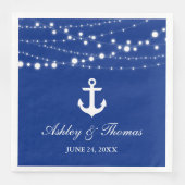 Nautical Wedding Anchor String Lights Blue D Serviette (Vorderseite)