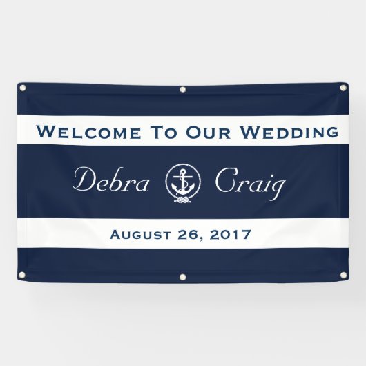 Nautical Wedding Banner 3' x 5' (Horizontal)