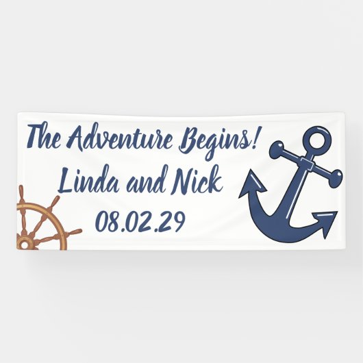 Nautical Wedding Banner Das Abenteuer beginnt (Horizontal)