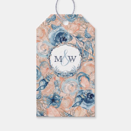 Nautical Wedding Beach Seashell Blume Geschenkanhänger (Vorderseite)